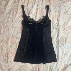 victoria’s secret vintage y2k 2006 sheer emo whimsygoth babydoll chemise bra top